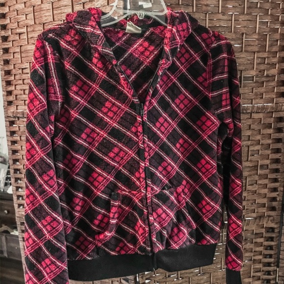 Fuzzy Pink Plaid Jacket - Picture 1 of 3